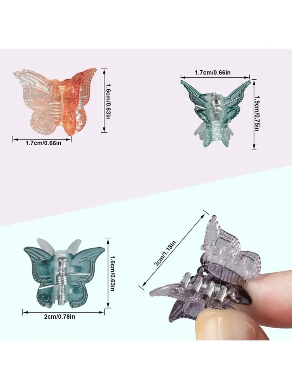 100 Pcs Pastel Butterfly Hair Clips - Mini Claw Clips for Girls & Women, 30